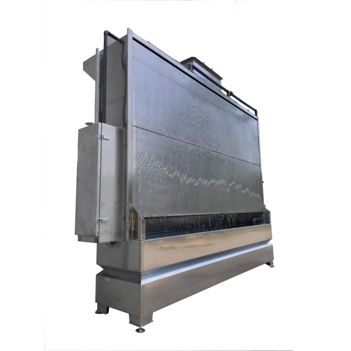 Wetback, waterfall type wet and dry powder paint booths A water curtain spray booth is a professional workstation for the application of liquid paints and coatings under controlled conditions. The water-based filtration system effectively removes paint mist and particulates, ensuring a clean, safe, and efficient working environment. The robust construction and stable airflow guarantee high-quality finishing.   Our top-quality powder coating booths are available in a variety of sizes to suit the application in hand and are all fitted with high quality, integral filter cartridge, self-cleaning paint dust extraction.  Supplied with a coloured HMI screen and PLC control they are very efficient, simple to use and offer various program options and diagnostics.  The Vixen range of spray booths allow for painting multiple components by hand directly placed on the worktable or suspended from optional roof mounted hanging rails.  IMG_ściana wodna 1 New Project (35)-3 Benefits & Features Typical Applications Uniform and stable airflow High efficiency of water-based filtration Effective reduction of paint mist and contaminants Clean and safe working environment Durable, chemical-resistant construction Easy maintenance and servicing Customizable configuration Improved coating quality